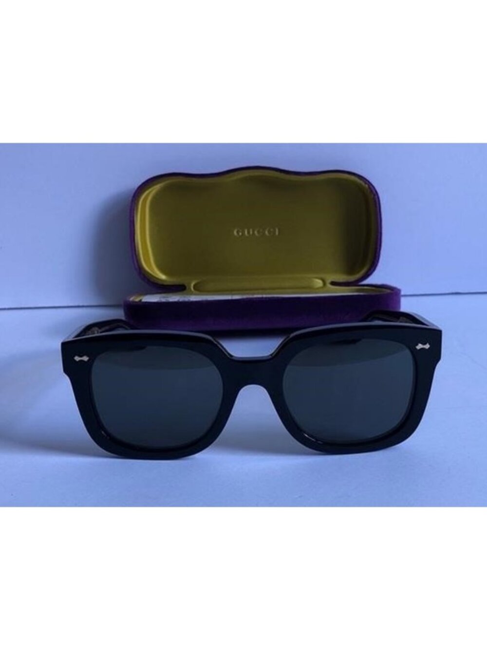 New Authentic Gucci GG0912s 001 Men Black Sunglasses with Purple & Gold Case - Picture 5 of 12